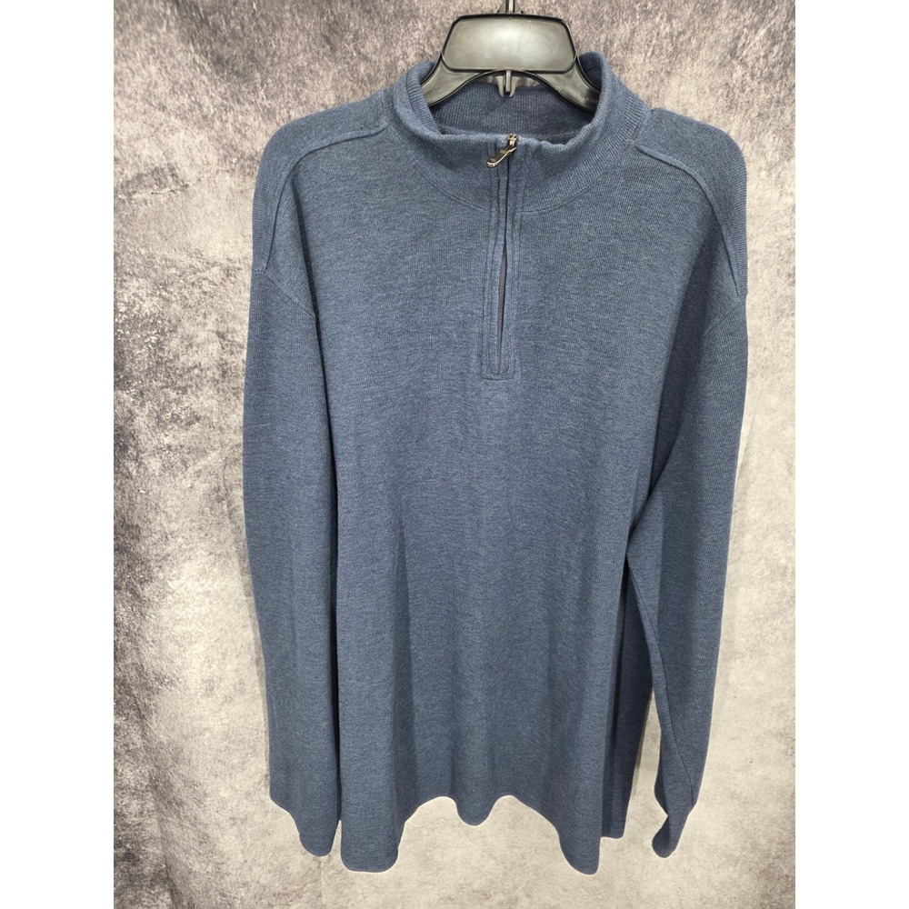 Joseph Abboud Sweater Mens 2XLT Blue Heather Quarter Zip Pullover Dadcore Casual